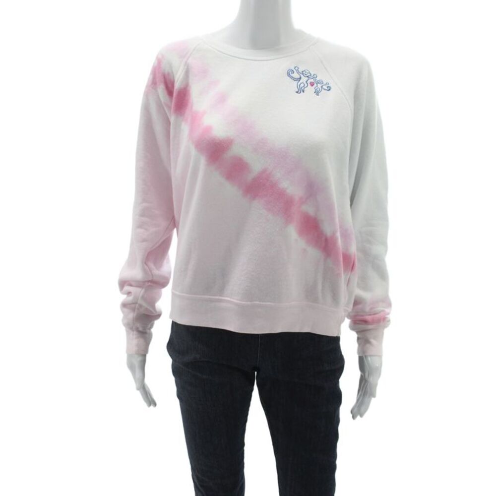 Roller Rabbit Womens Sweatshirt White Striped Crewneck Longsleeve Size S